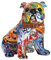Moderne Skulptur Dekofigur Mops Hund POP Art aus Kunststein Mehrfarbig 22x23 cm