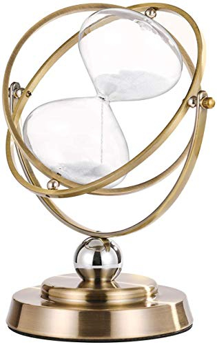 SuLiao Sanduhr für 60 Minuten, 720 ° drehbar, antikweiße Sanduhr, Vintage-Sanduhr 1 Hora Reloj de Arena, großes Metall, Stunde Glas, Büro, Schreibtisch, Zuhause, Hochzeitsdekoration