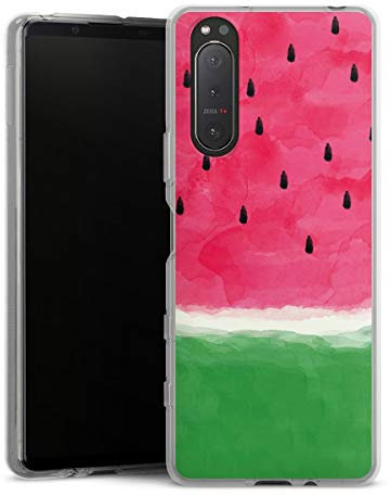 Custodia di silicone compatibile con Sony Xperia 5 II 5G Custodia trasparente Cover per smartphone trasparente Melone Estate Cibo