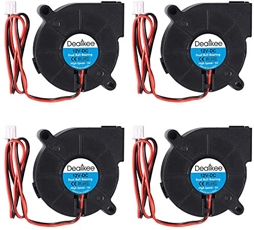 4 Pack Brushless Dual Ball Bearing Blower Fan, Dealikee 12V 5015 Turbine Turbo 50x15mm - High Speed 12V