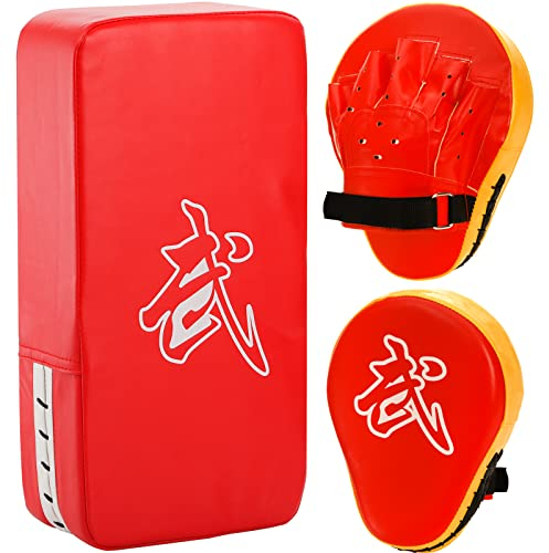 WUWEOT 2-in-1 Boxhandschuhe Kick-Pack Set Boxhandschuhe Taekwondo Kick-Pad Boxpads Curved Focus Punching Handschuhe,Einstellbar Soft Shield Durable Training Pads Set