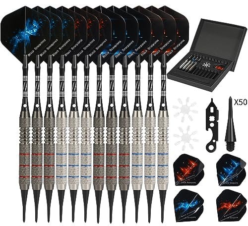 Rose Kuli Plastikpfeilspitze Dart 12 St. 18g Elektronische Pfeile mit 20 Flügeln und 50 Spitzen, Dartset Geeignet für Elektronische Zielscheiben.