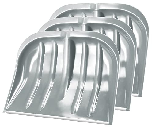 KADAX Schneespaten, 49 cm breit, Schneeschaufel ohne Stiel, Schneeschieber, Schneeräumer, Kunststoffschneeschaufel, Schneeschippe (3, Silber mit Blechkante)