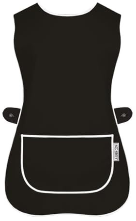 LINEN CLOSET Tabards para mujer con bolsillos para hombres y señoras de limpieza, catering, chef, cocina, delantales unisex Hygea Tabard, delantal de trabajo, Negro, XXX-Large
