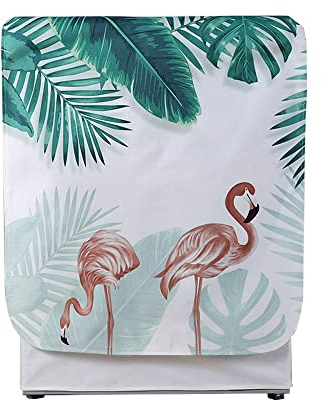 Odot Funda Lavadora Exterior Impermeable, Universal Cubierta para Lavadora y Secadora Carga Frontal, Funda de Protección Solar Antipolvo con Cremallera (flamencos Tropicales,S-Capacidad 5-7kg)