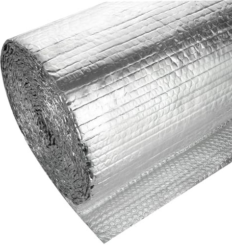 AKOLAFE Reflective Foil Insulation Roll 40CMx10M Foil Bubble Shed Insulation Roll 3mm Radiator Reflector Panels Film Laminate Underlay for Roof Loft Wall Floor Sheds, Camper Vans