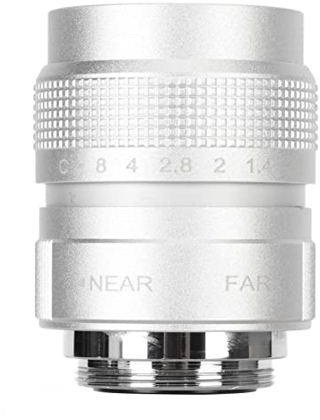 25 Mm F1,4 CCTV-Objektiv für C-Mount-Kamera, Blende und Fokussierung Manuelle Einstellung, 19,6 Betrachtungswinkel, C-Mount-Kamera-Filmobjektiv (Silber)