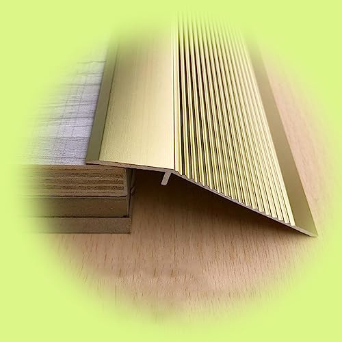 EMENAR Drinnen Bodenbelag Anti-Rutsch Türleisten Übergangsprofil Leicht Laminat Übergangsleiste Höhenausgleich 1-5cm (Color : 90CM Gold)