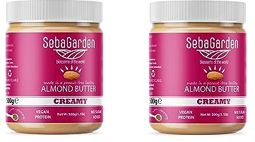 Mandelmus-Seba Garden – 1Kg reine natürliche cremige glatte kalifornische Mandeln Butteraufstrich, 100% Mandeln, Paleo, Keto-freundlich, ohne Zuckerzusatz