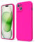 oakxco for iPhone 15 Plus Phone Case Liquid Silicone, Neon Bright Solid Color, Thin Slim Soft Rubber Gel Matte TPU Plain Simple Cover for Women Girl Cute, Hot Pink Fuchsia
