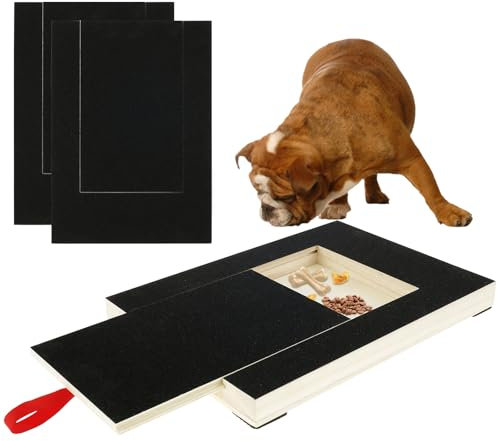 Dog Nail Scratch Board File,Wooden Dog Nail File Board with Built-in Snack Box Sandpaper Puppy Nail Grinding Pad Scratcher Alternative to Dog Nail Clippers & Grinders(With 2 replacement stickers)