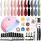 modelones Kit Ongle Gel Uv Complet, Kit Vernis Semi Permanent -Lampe Uv Ongles Gel 48W-12 Couleurs Rose Blanc Rouge Vernis à Ongles -Base Top Coat-Strass Décor Kit Manucure Salon DIY Home Nageldesign
