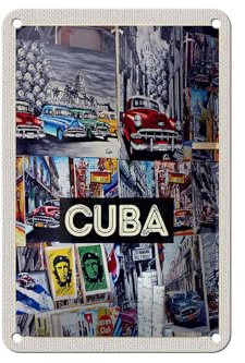 FEMER Blechschild Reise 12x18cm Cuba Karibik Freiheit Stadt Gemälde Schild