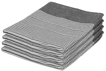 Nicola Spring 4x Grey Pinstripe 70cm x 50cm Cotton Tea Towels - Absorbent Home Kitchen Catering Oven Glass Dish Cloth Hand Towels