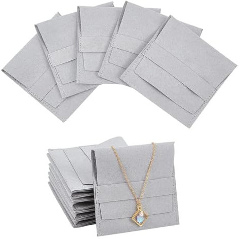 HarmonyCrafts 10Pcs Solid Color Jewelry Pouches Band Envelope Style Microfiber Jewelry Pouch Soft Touch Necklace Storage Elegant Earrings Rings Packaging Pouch for Bracelet Rings