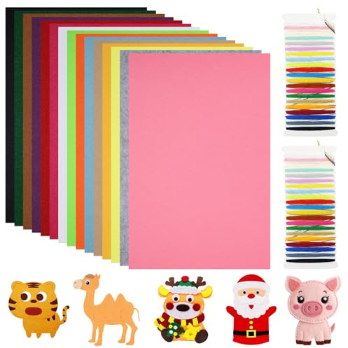 15 Coloured Felt Fabric Sheets, 8 x 12 Inches A4 | Felt Squares for Craft, Textile Fabrics DIY Craftwork for Handmade Sewing Patchwork Embroidering Decoration