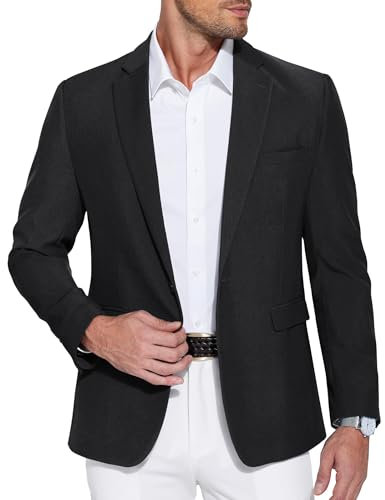 COOFANDY Blazer Sportivo da Uomo Giacche da Lavoro Giacche da Completo per Il Tempo Libero Giacca per Matrimonio Abito a Un Bottone Nero M