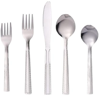 Ensemble de couverts, ensemble de couverts en acier inoxydable, plastique transparent, ensemble de cuillères, couteaux et fourchettes, ensemble de 50