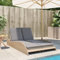 Homgoday Sonnenliege mit Auflagen Gartenliege Relaxliege Doppelliege Strandliege Liegestuhl Liege Gartenmöbel mit 3-Fach verstellbare Rückenlehne Beige 114x205x73 cm Poly Rattan