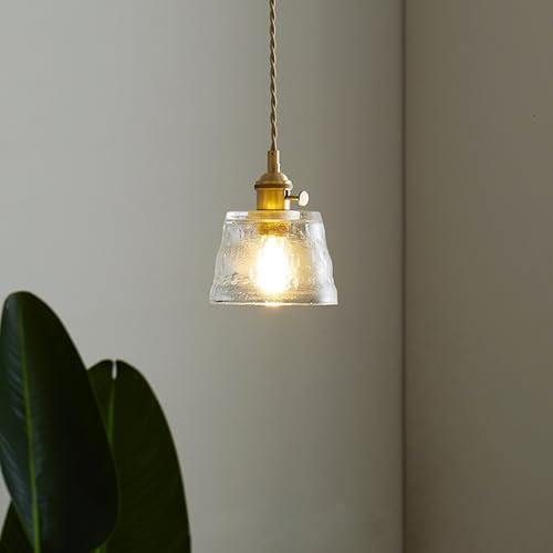 Lámpara Colgante Vintage, 12.5cm Cristal Industrial Pequeño E27 Lámpara de Techo Colgante para Cocina Isla Dormitorio Pasillo Comedor Bar, Transparente