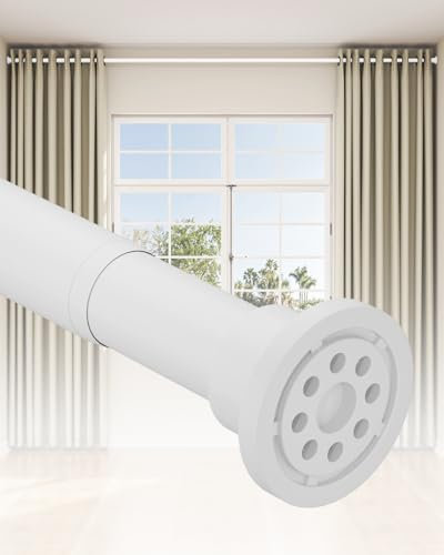 EZFurni Heavy Duty Tension Curtain Rod, 42-123 In, Curtain Rods No Drilling | Anti-Slip Extra Long Tension Rod for Windows & Room Dividers, Holds Blackout Curtains, 1.26 Diameter Pole, Renter-Friendly