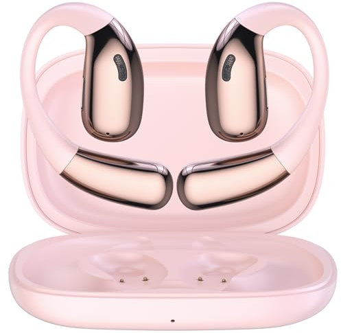 Cuffie Bluetooth, Auricolari Bluetooth 5.3 Stereo HiFi con 4 ENC Mic, 60 Ore di Durata, Cuffiette Bluetooth Cancellazione Rumore,Touch Control, IPX7 Impermeabili Cuffie Wireless (Pink)