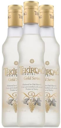 Anislikör Tekirdag Gold Series Raki Drittel-Liter-Flasche 35 cl (Karton mit 3 Drittel-Liter-Flasche von 35 cl)