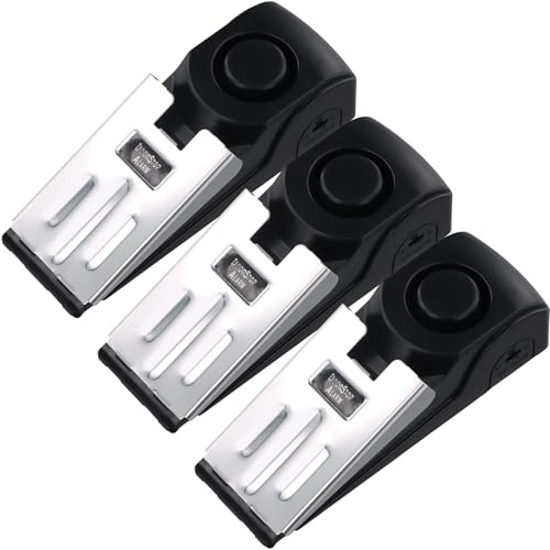 3 Stück Türstopper Alarm, Türstopper Alarm Tragbarer, 120Db Sirene Einstellbare, Keilförmiger Türsicherheitsstopper, für Hotel Home Travel Security (Batterie Nicht Enthalten)