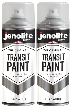 JENOLITE Transit Paint Aerosol Spray White 400ml Touch Up & Repair | Van & Car Touch-Up Paint - Diamond White Shade, Ford Colour Code XSC691, For Scratches, Scuffs & Minor Panel Damage