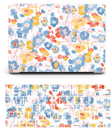 HLAAJJX Hülle Kompatibel mit MacBook Pro 16 Zoll A2485 A2780 A2991 M1 M2 M3 2021 2023 mit Liquid Retina Display Touch ID, Gedrucktes Muster Plastik Hartschale Matt Case & Tastaturschutz,Bunt&Blumen