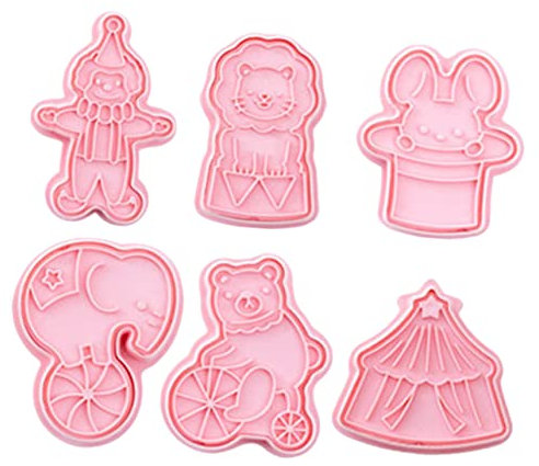 OFFSCH 6stücke Circus Cookie Cutter Plastic Schneidershaped Bake Tools for Kids Holidays Easy to Use Fun Fondant Ausstechformen with Smooth Surface for Easy Dough Release