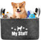 LOMGDOVC Felt Dog Toy Storage Basket Foldable Organizer for Pet Toys, Blankets, Leashes, Dog Clothes & More – Soft Storage Bin for Pet Accessories, Urine Pads & Cat Blankets (Dark Grey)