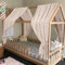 HOTUT Hausbett Himmel,2 Stück Betthimmel Babybett aus Musselin,Weich und atmungsaktiv Baldachin Kinderzimmer Deko,Babybett Himmel Deko Set für Mädchen & Jungen-130 x 320cm Beige