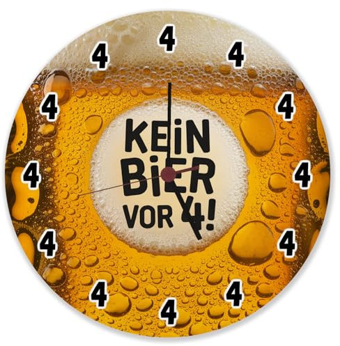 Kein Bier vor 4! Wanduhr aus Alu Lustiger Spruch für Büro oder Wohnzimmer Biertrinker Bierliebhaber Bier