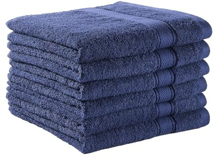 G BETTWARENSHOP Frottierserie Essential – Hochwertige Handtücher aus 100% Baumwolle – Saugstark, Weich & Pflegeleicht Handtuch 6er Pack 50x100 cm, blau