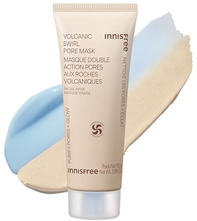 INNISFREE Volcanic Swirl Mask, Dual-Texture Wash-Off Mask with Volcanic Clay & Hyaluronic Acid, Pores & Sebum Control, 110g