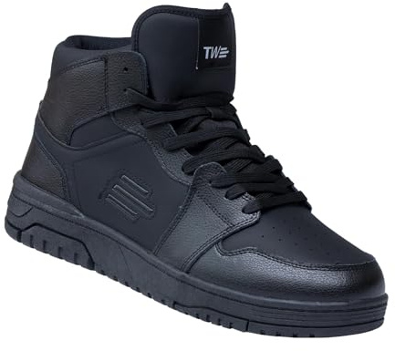 Tredd Well Men's Wide Fit Beckham Mid Top Black White Casual Boots