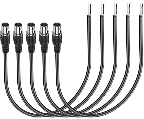 PNGKNYOCN BNC Pigtail Cable, 75 Ohm Bnc macho a alambre desnudo, 25cm Q9 Terminal Coaxial Extension Connector Cable para CCTV Camera Terminal Adpater (5-Pack) (Female)