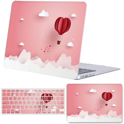 FFBOFFC Coque Compatible avec MacBook Air 13 Pouces 2017 2016 2015 2014 2013 2012 2011 2010 Modèle A1466 A1369, Plastique Case Rigide Housse Étui & Protection Clavier, Nuages Roses