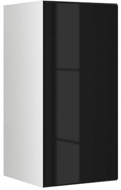BMG Möbel Schranksystem Modul+ offen oder geschlossen Aufbewahrung individuell montierbar als Regal oder Schrankset Lowboard oder Sideboard wandhängend (Schwarz Hochglanz, 38 x 76 cm Tür)