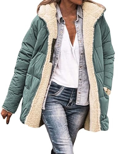 Winterjacke Damen Warm Gefüttert Jacke Herbst Winter Mantel Steppmantel Oversize Winterparka Fleecemantel Frauen Outdoor Jacken Mit Kapuze