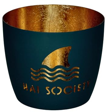 Giftcompany Madras Windlicht M Hai Society Windsor Blue/Gold 8,5cm