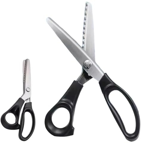 Pinking Shears Serrated, DIY Scissors for Lace and Sewing, Pinking Shears for Fabric Cutting, Professional Dressmaking Sewing Craft Zig Zag Cut Scissors, for Many Kinds of Fabrics and Paper, 9.3 Inch