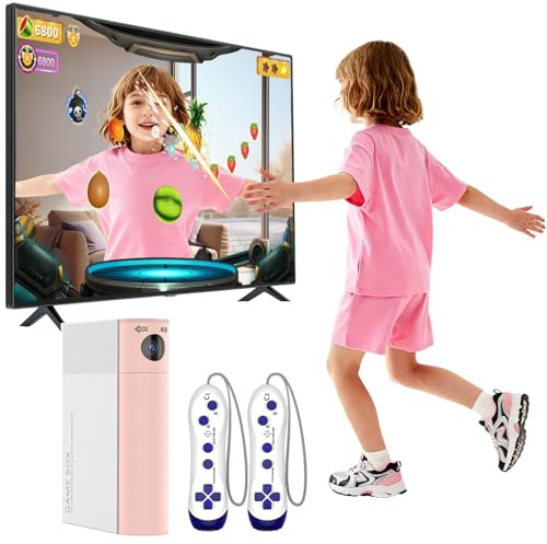 Educational Motion Gaming Console for Kids: Plug & Play TV Video Game, Pink