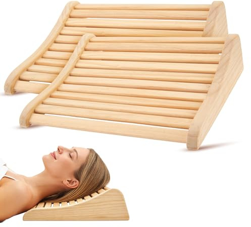 Pack De 2 Reposacabezas De Madera Para Sauna,Diseño Ergonómico,Con Circulación De Aire Y Antideslizante,Respaldo Para Todo Tipo De Sauna,Baño De Vapor