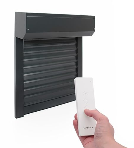 Volet Roulant Electrique Radio Ajustable en Aluminium - H 140 cm x L 120 cm- Coloris Gris Anthracite (7016) - Montage Facile, pour Fenêtre-