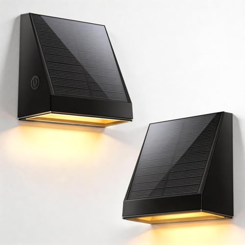 Soiarllt Solarlampen für Außen mit Bewegungsmelder Radar, IP65 Wasserdicht | 20-24H & 1800mAh Solar Bewegungsmelder Aussen, Monokristalline Solarpanel Solar Wandleuchten für Außen Garten Garage, 2 Stück