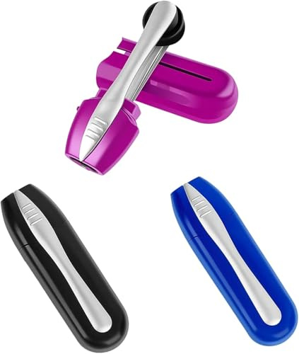 Advanced Glasses Cleaner Kit (3-Pack) – Includes Extra 3 Pairs of Replacement Microfiber Pads, Retractable Brush for Eyeglasses, Sunglasses, Phones, Screens (Black, Blue, Purple)