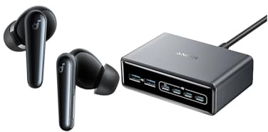 Anker Prime 200W 6-Port GaN Fast Charger + Soundcore Liberty 5 Noise-Cancelling Wireless Earbuds