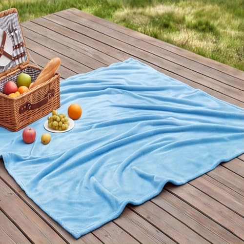 Flanell Decke 80 x 80 cm Weich/Warm/Leicht Decke Sofa Kuscheldecke Geeignet für Alle Jahreszeiten für Sofa Schlafzimmer, Blau
